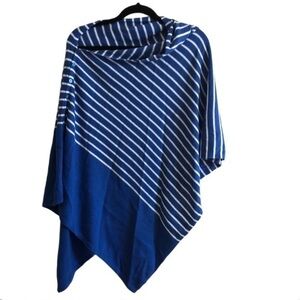Hannah Rose Blue and White Striped Poncho
